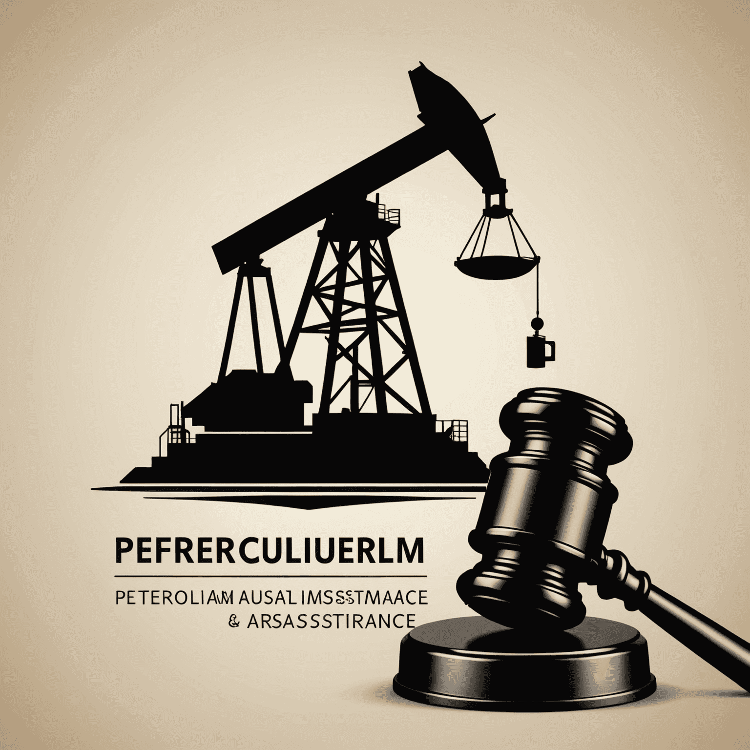 Petroleum legal assistance logo featuring an oil rig silhouette and a gavel