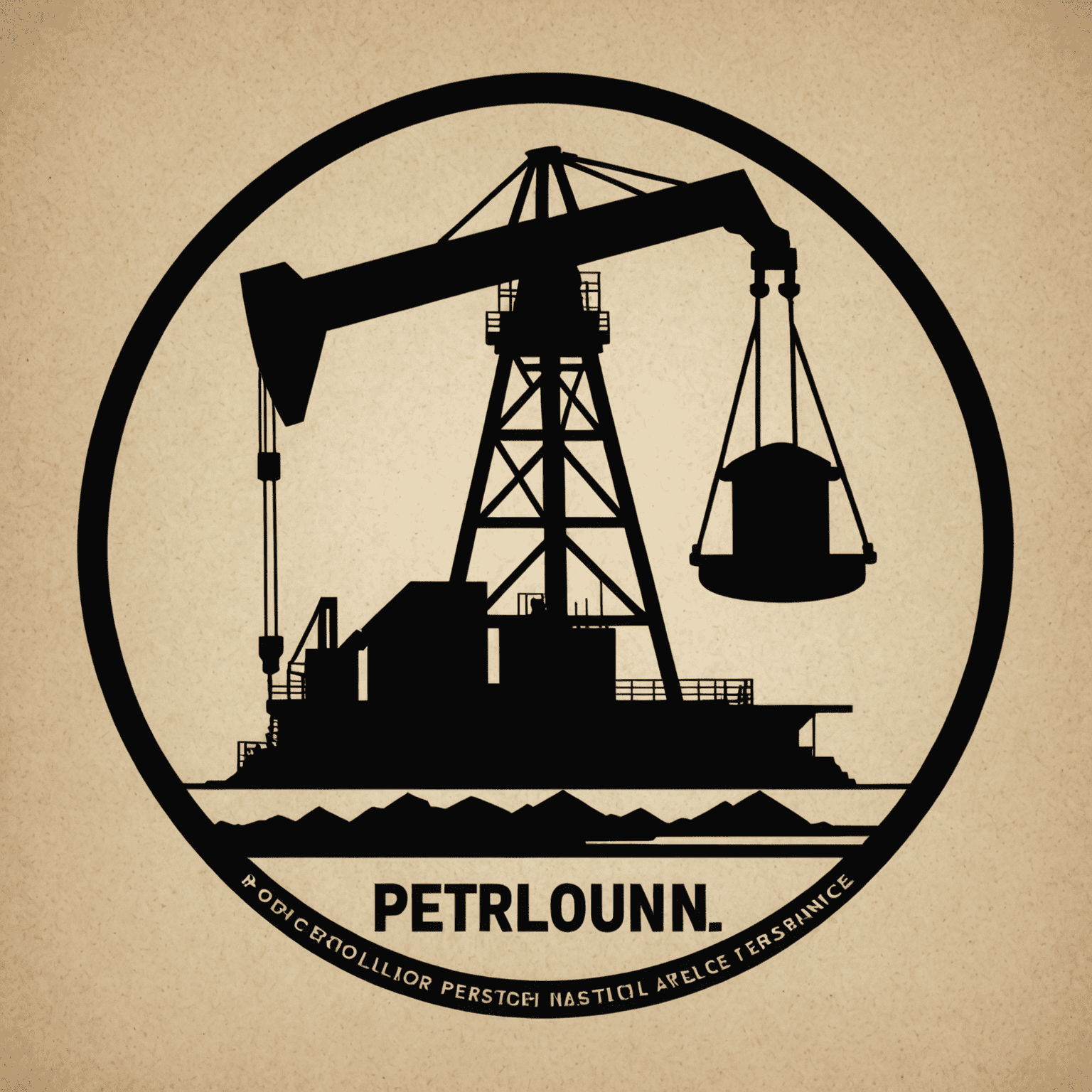 Petroleum legal assistance logo featuring an oil rig silhouette and a gavel