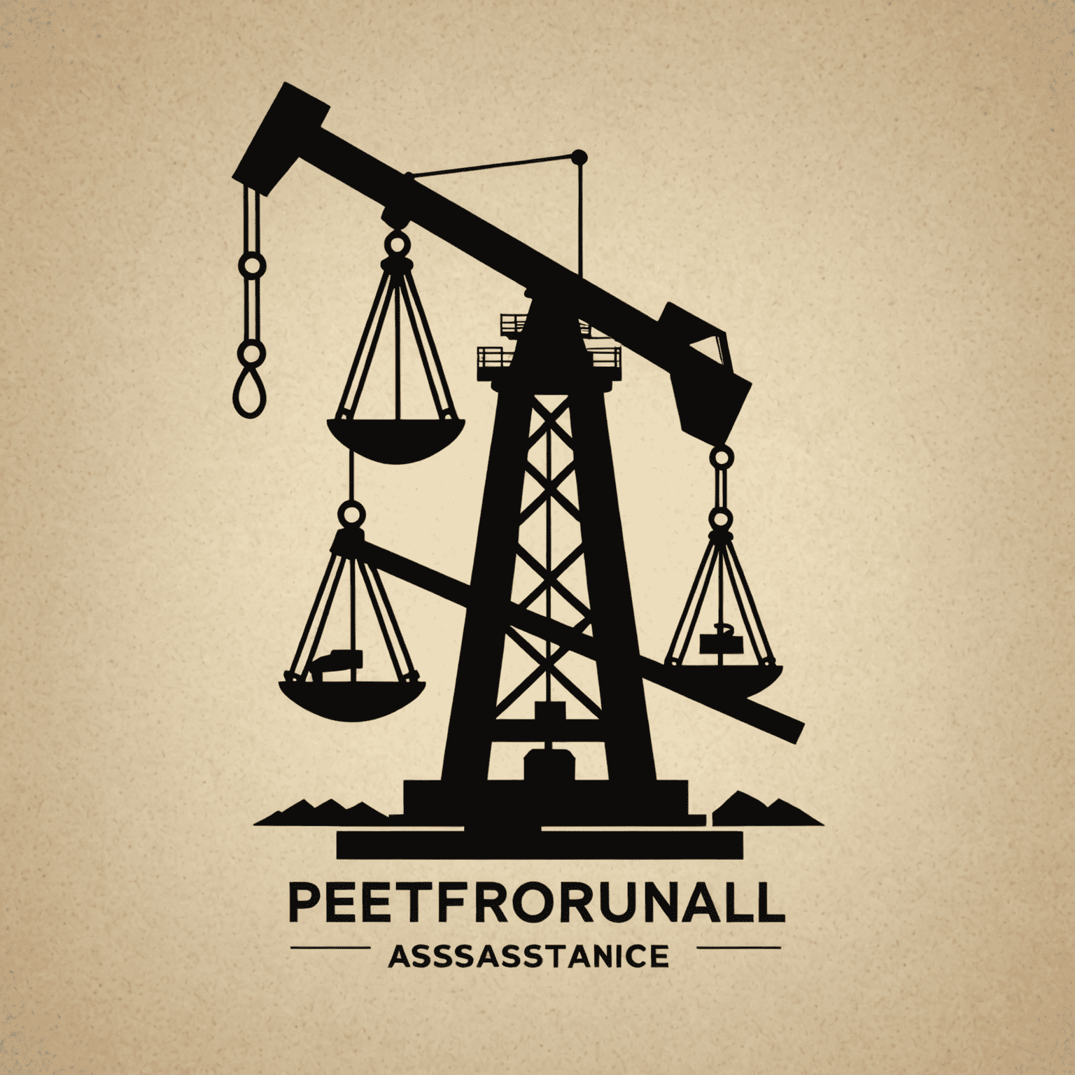 Petroleum legal assistance logo featuring an oil rig silhouette and a gavel