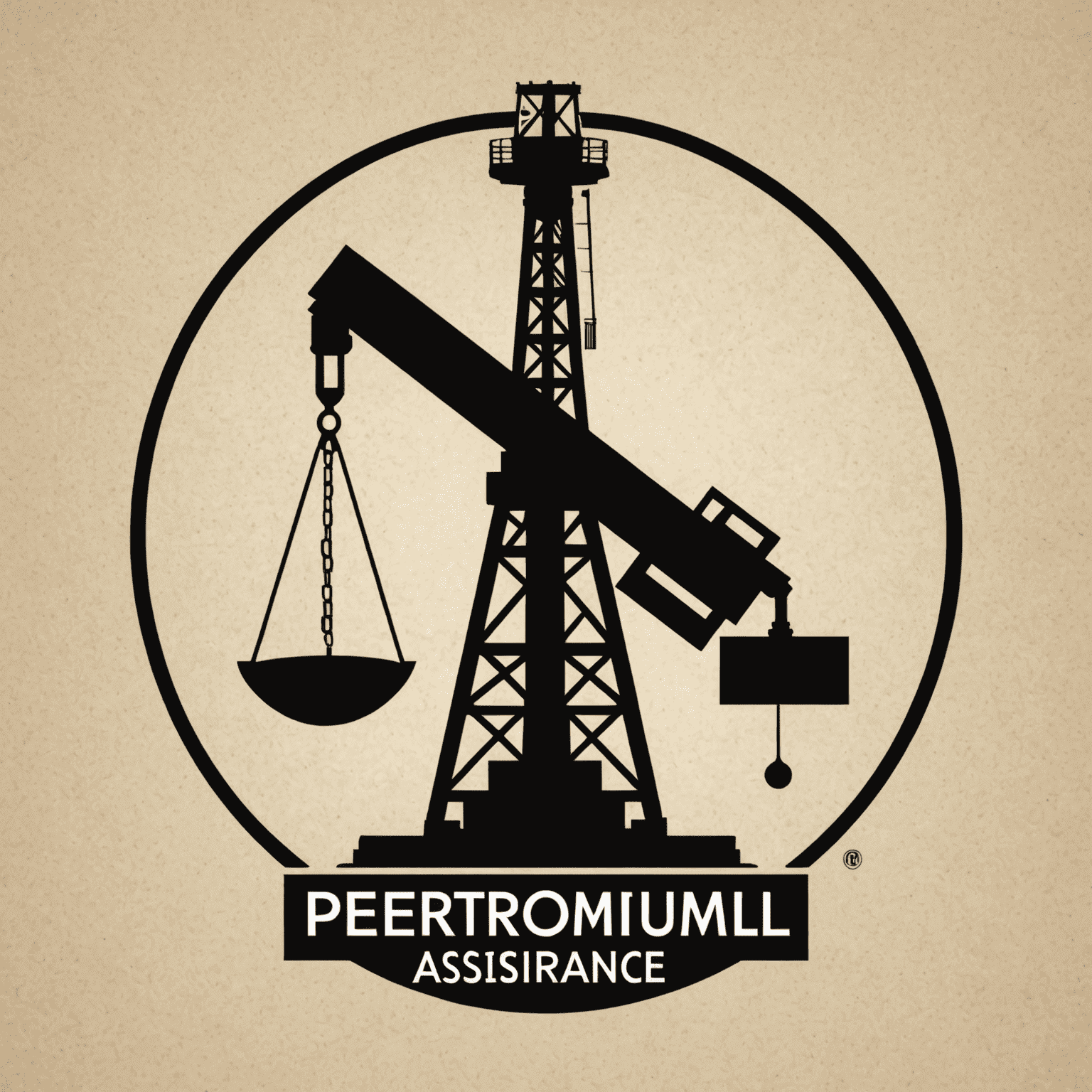 Petroleum legal assistance logo featuring an oil rig silhouette and a gavel