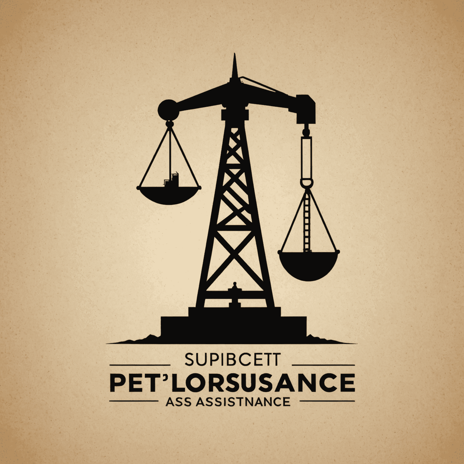 Petroleum legal assistance logo featuring an oil rig silhouette and a gavel