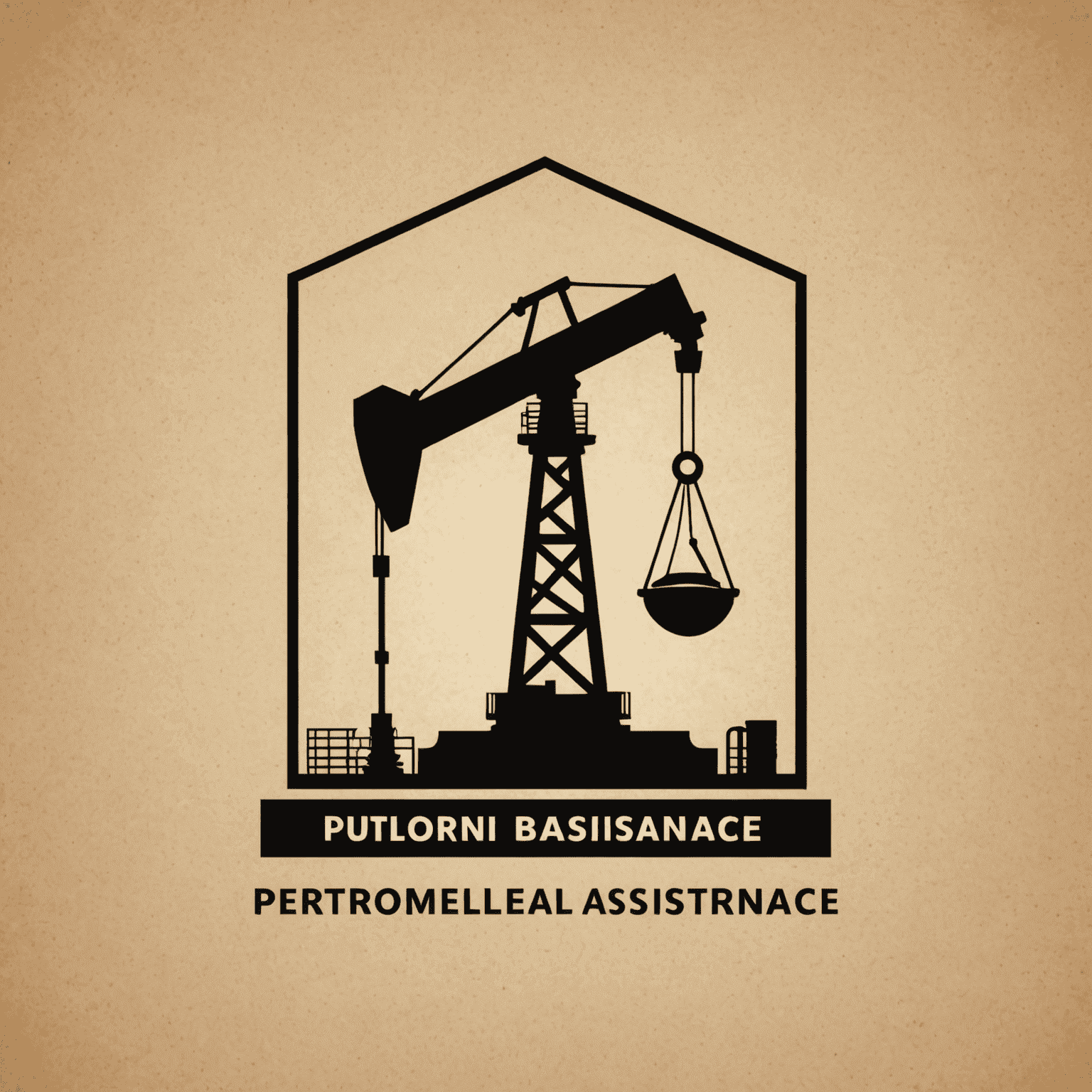 Petroleum legal assistance logo featuring an oil rig silhouette and a gavel